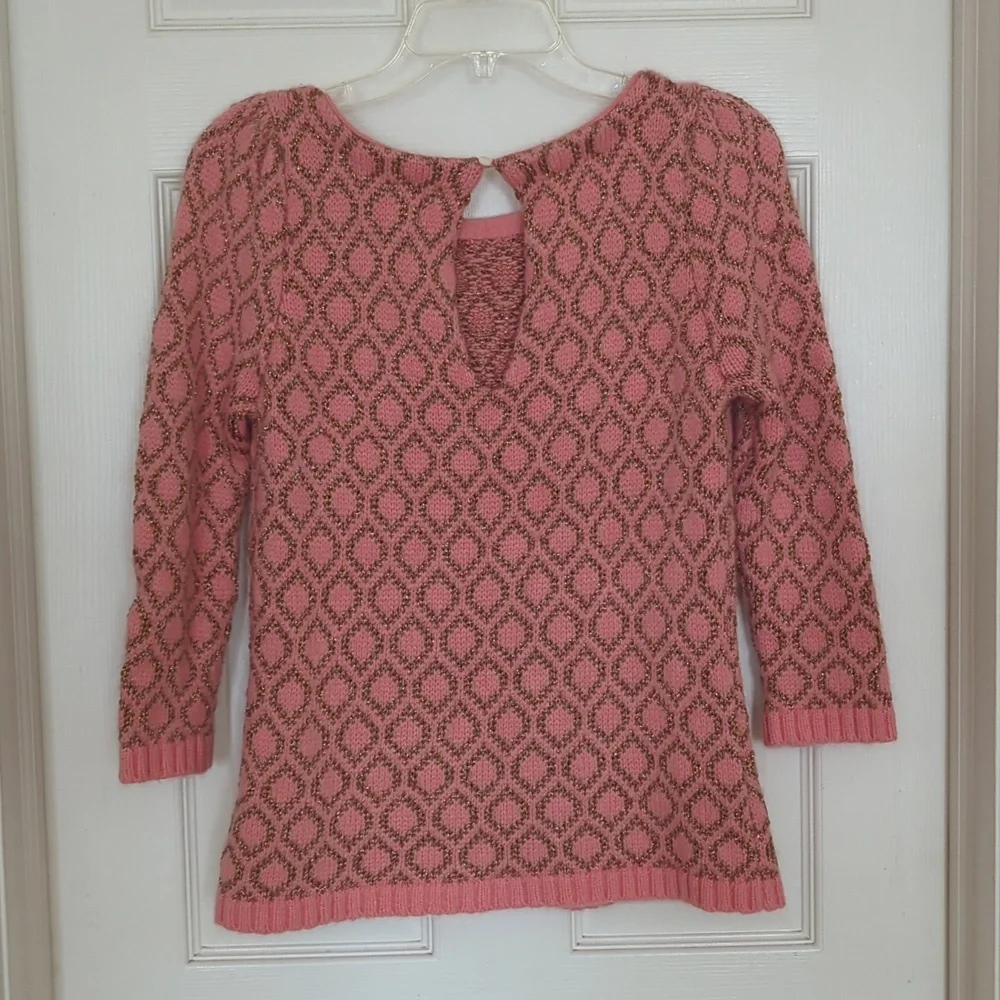 DOLCE VITA CORAL & METALLIC GOLD SWEATER - Picture 6 of 9